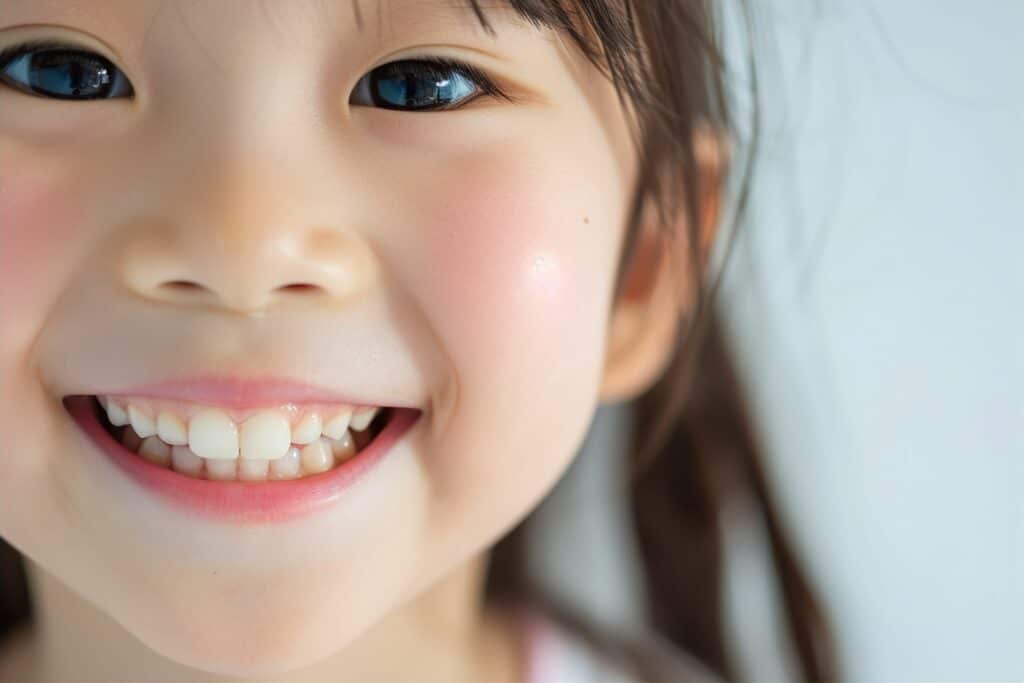 歯並びの綺麗な笑顔の子供の写真