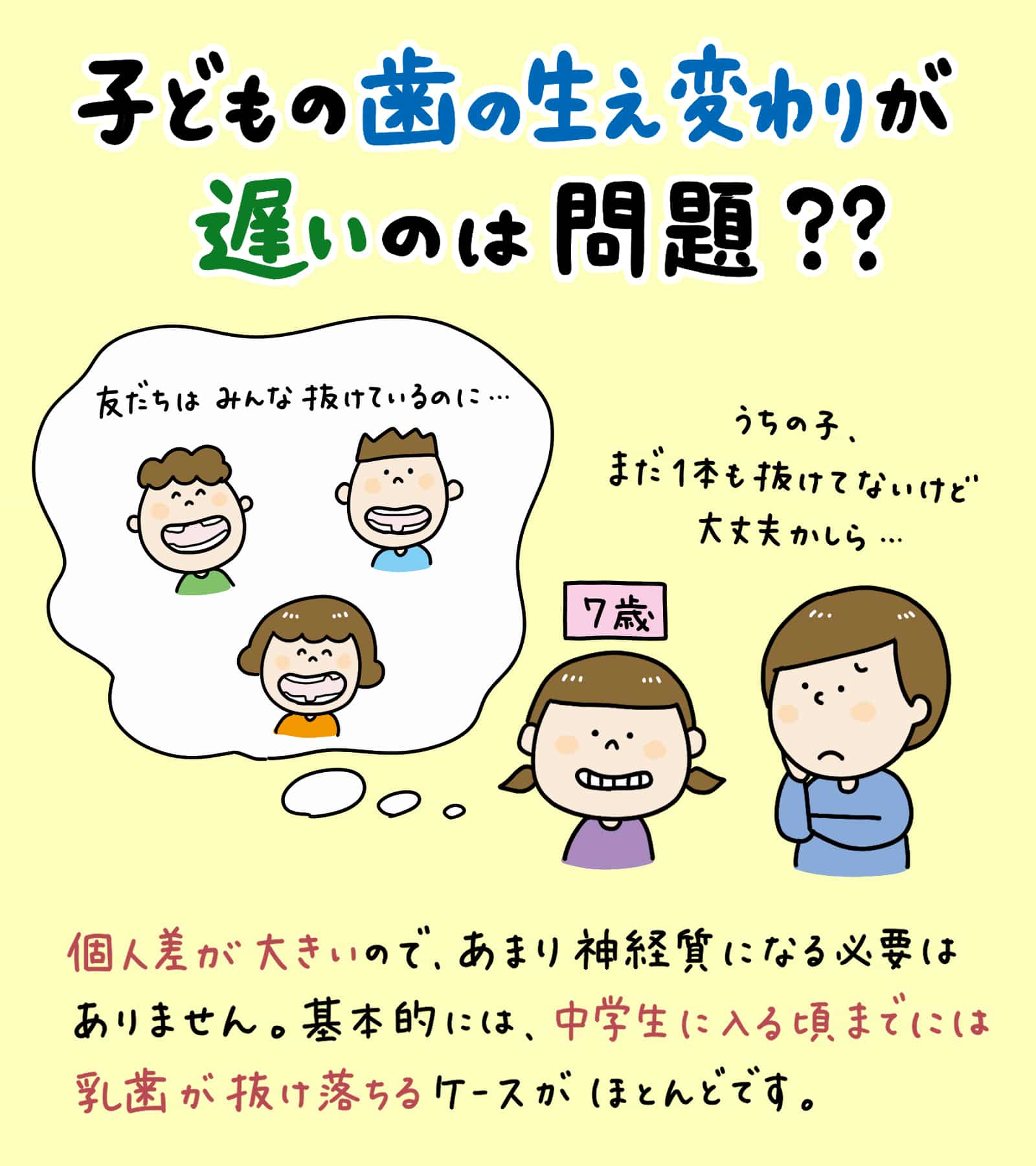 生えかけ　中学生 子供の歯の生え変わりが遅いのは問題？意外なメリットと注意点とは？ - 大田区田園調布のABC Dental 子ども専門 小児歯科 矯正歯科