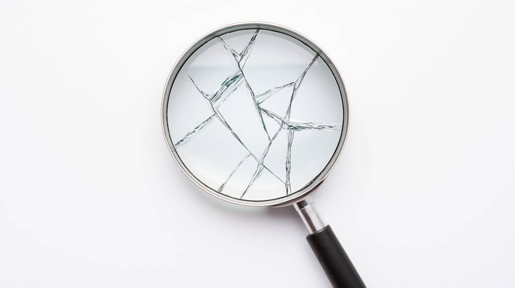 A broken magnifying glass