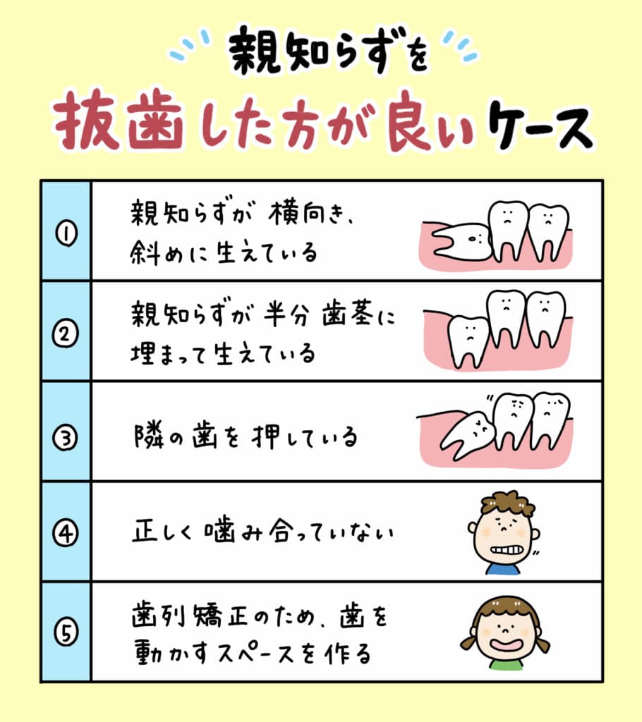 親知らずと歯並びの関係_12_親知らずが子どもの歯並びに影響するかどうか?についての解説イラスト